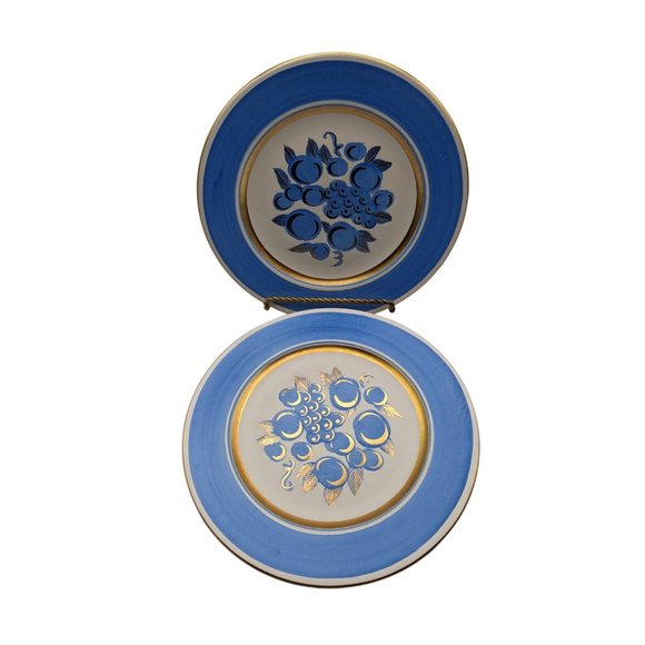Stangl Other - Lot of 2 Vintage Stangl Pottery "Concord" Dinner Plate  White Blue & Gold 11”